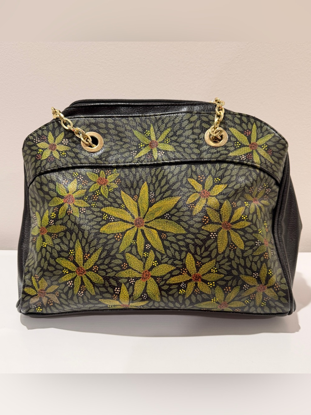 Kelley & Katie Chain-Handle Black Leather Shoulder Bag